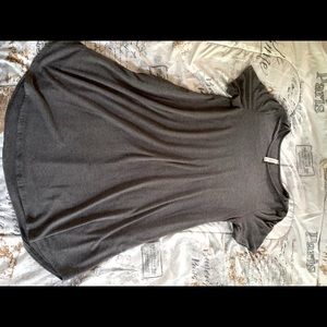 long gray short sleeved dress